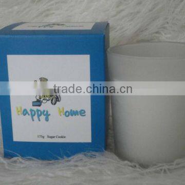 Scented Cheap Candle in frosted white glass jar and gift box