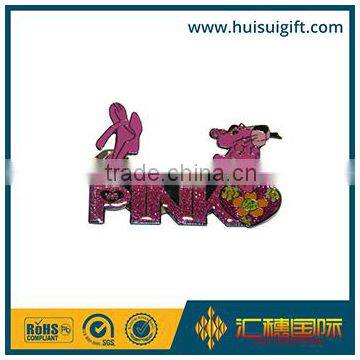 wholesale promotional fashionable glitter hard enamel lapel pin factory