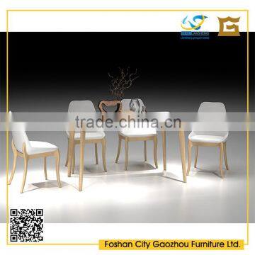 2016 Liansheng white high gloss top simple design import ash solid wood table and chair, newest dining table