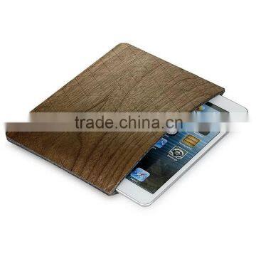 Wood texture leather sleeve bag for ipad mini carrying bag case