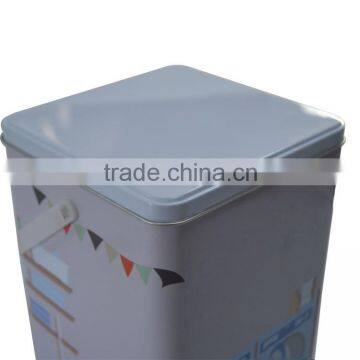 Plastic Handle Custom Washing Powder Storage Tin Box/Laundry Machine Shaped washing Powder Tin Container Metal Storage Box
