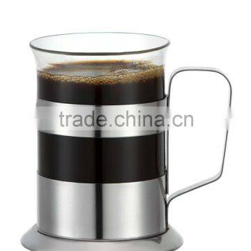 Stainless steel and glass coffee cup