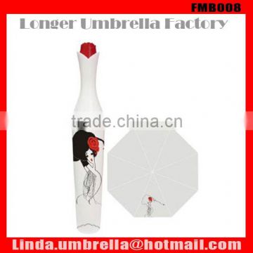 [FMB008] Rose shape 3 folding bottle umbrella