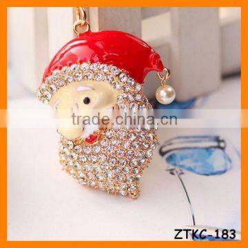 2014 Latest Rhinestone Drip Santa Claus Head Keychain , Bag Pendant ZTKC-183