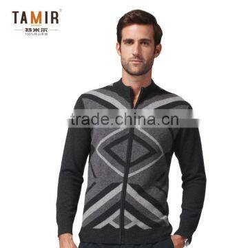 Man Cashmere Jacquard Thick Knitted Cardigan Sweater, Men Jacquard Trendy Print Cardigan