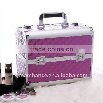 PURPLE PROFESSIONAL ALUMINIUM BEAUTY COSMETIC MAKEUP CASE BOX