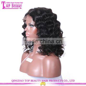 Most Popular Short Brazilian Hair Wigs 14" 150% Density Curly Wave Human Hair Short Bob Lace Front Wig photo-4