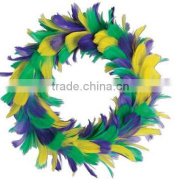 Feather Wreath (golden-yellow, green, purple) Party Accessory