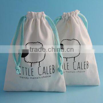 Promotion Custom Logo Jewelry Small White Drawstring Cotton Pouch