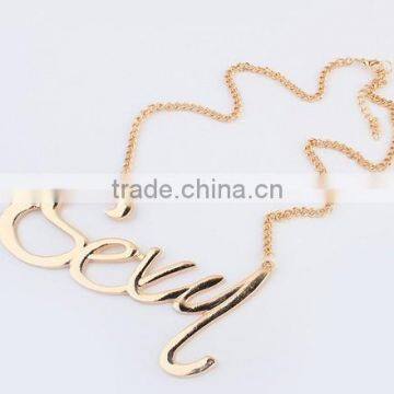 Fashion golden letter pendant unique sexy girl necklace