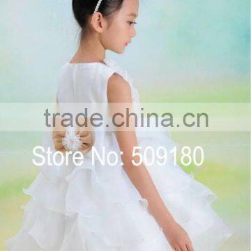 Lovely White Sleeveless Knee Length Custom Made Vestidos Girl Dress for Wedding Ball Gown FG020 Flower Girl Dress Patterns photo-4