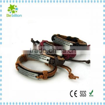 Hotting sale genuine leather bracelet, customized alloy logo bracelet ,handmade leather bracelet