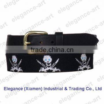 Popular Handmade Skull Needlepoint Belts for Adults Fashion Leather Belts