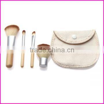 Hot 4PCS Earth-Friendly Bamboo Handle Makeup Brushes Set Cosmetics Tools Kit With Hemp Linen Bag photo-2