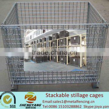 Manufacturer movable workshop transport cages recycle metal wire storage cages volume 0.15-1.56m3 stackable stillage cages