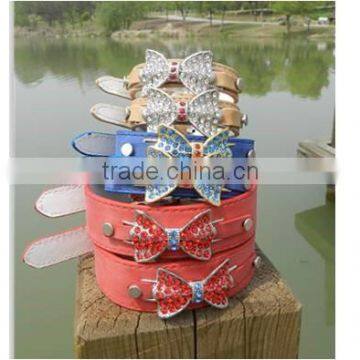 SOFT LEATHER DOG COLLAR FLOWER COLOUR PADDED MULTIPLE COLOURS photo-5