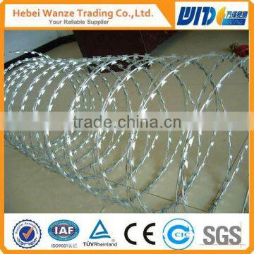 Factory Hot dip Galvanized Razor wire/ PVC coated Razor Barbed Wire/Concertina Razor barbed Wire (ISO9001,SGS,BV )