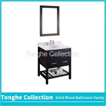 Modern Hotel Bathroom Cabinetry Vanity Open Bottom Plenty Storage photo-3