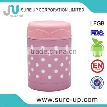 fashion pink wave point stainless steel thermos lunch box