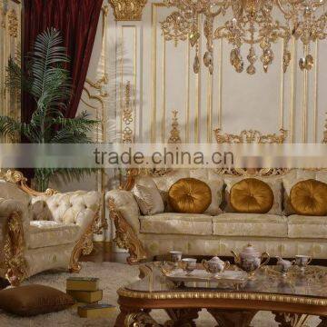 European Castle Style Large Comfortable Luxurious Living Room Wooden Sectional Sofa Set photo-2