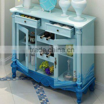 Mediterranean Style Sideboard, Sailing Boat Handpainting Dining Room Cupboard, Wooden Double Door Kitchen Cabinet (BF01-X1150) photo-3