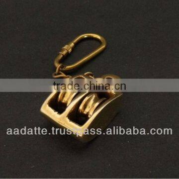 Nautical brass pulley key chain Nautical keychain