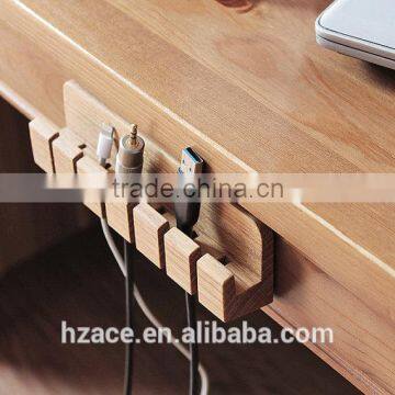 Wooden Cable and Charger Organizer Cable Management for Power Cords and Charging Cables