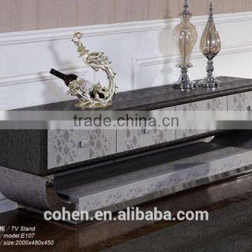 luxury high quality stainless steel frame TV stand/cabinet design E107