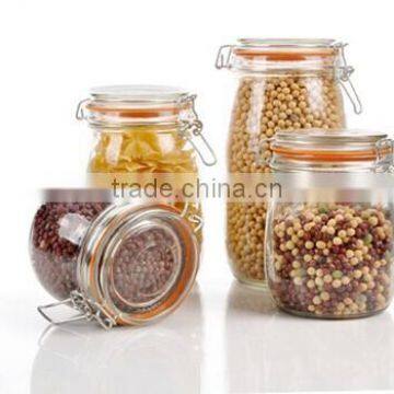 pure color glass jar for honey glass airtight canister with clamp lid