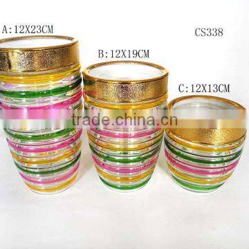 wide mouth hand painted stripes beautiful glass storage canister for food