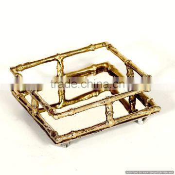 square gold plated tray with glass