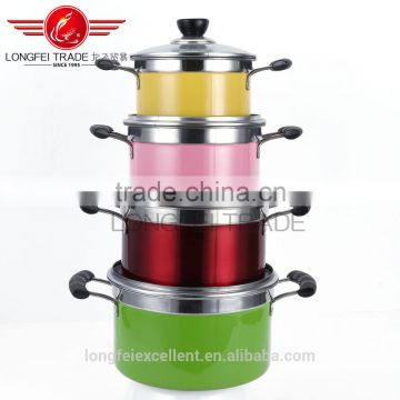 colorful design hot selling good quality chinese market cheap stainless steel cookware pot