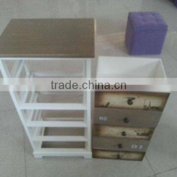 European Style Printing Design Colorful Antique Bedside Table Wood Storage Cabinet photo-4