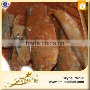 New Processing Easy Open End Chinese Wholesale Canned Mackerel in Tomato Sauce