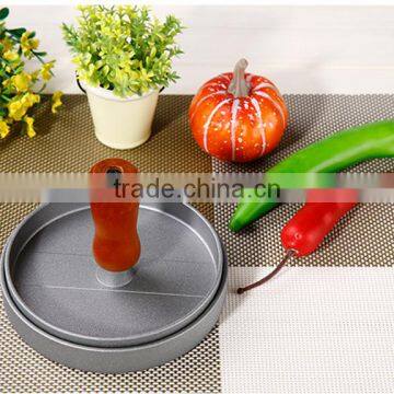 Cheap Price Aluminum Die Casting Wood Handle Mini Single Homemade Patty Burger Press