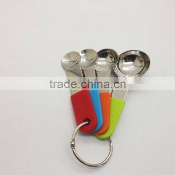 Stainless Steel Measuring Spoon Set Covered Silicone Handle photo-3