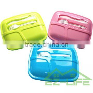 FDA Standard Plastic Rectangle Collapsible Silicone Lunch Box Food Container With 3 Compartment