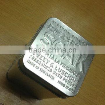 Metal Plain Square Tin with Full Embossing Lid