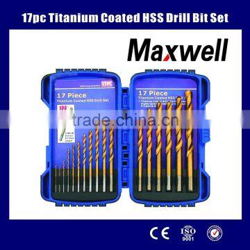 17pc Titanium Coated HSS Drill Set