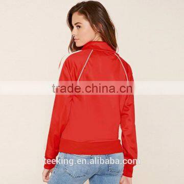 Contrast Trim Long Sleeve Custom Stain Women Track Jacket photo-3