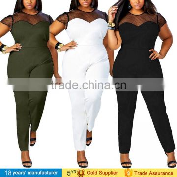 2014 women Plus size loose romper one piece SEXY BLACK DOUBLE V-NECK OPEN BACK WIDE LEG PALAZZO PANTS DRESS JUMPSUIT OEM cheap