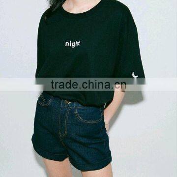 loose fit embroidery tee shirt tops for girls