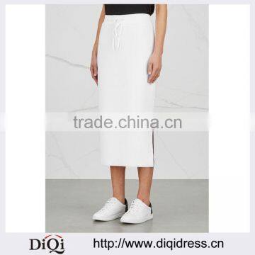 Wholesale Women Apparel Ribbed-effect White Cotton Neoprene Skirt(DQE0358SK)