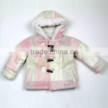 Plaid pure cotton thicken infant wear hooded baby coats