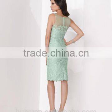Sexy Light Blue Strap Lace Knee Length Wedding Apparel for Mothers photo-2
