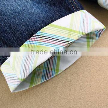 2015 Summer Boys Cotton Denim Baby Shorts Newborn Pants Lattics Design photo-4