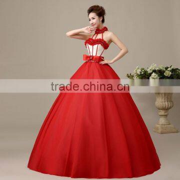 MGOO Dream Red Color Chinese Style Fairy Dancing Dress Halter Puff Prom Dress For Ladies L000122 photo-3