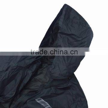 Single Plain Black Removable Hood Mens Fall Jacket photo-6