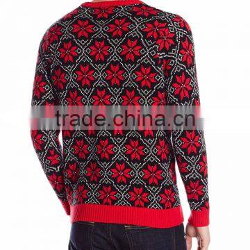 Men Black Sweater Allover Flower Pattern Knitted Christmas Sweater photo-2
