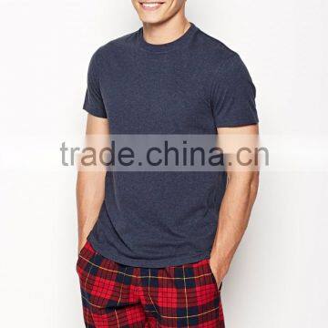 Short sleeves blank tops and checked pants pyjamas men